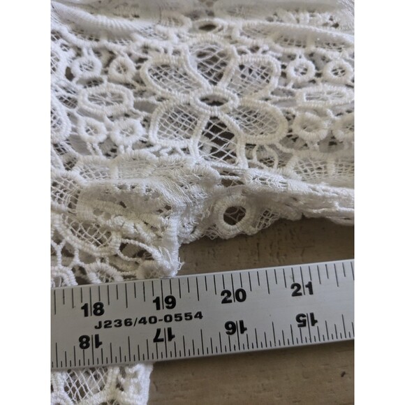 100% Cotton Boho Beachy Floral Eyelet White See Through Pullover Sz M - Picture 6 of 8